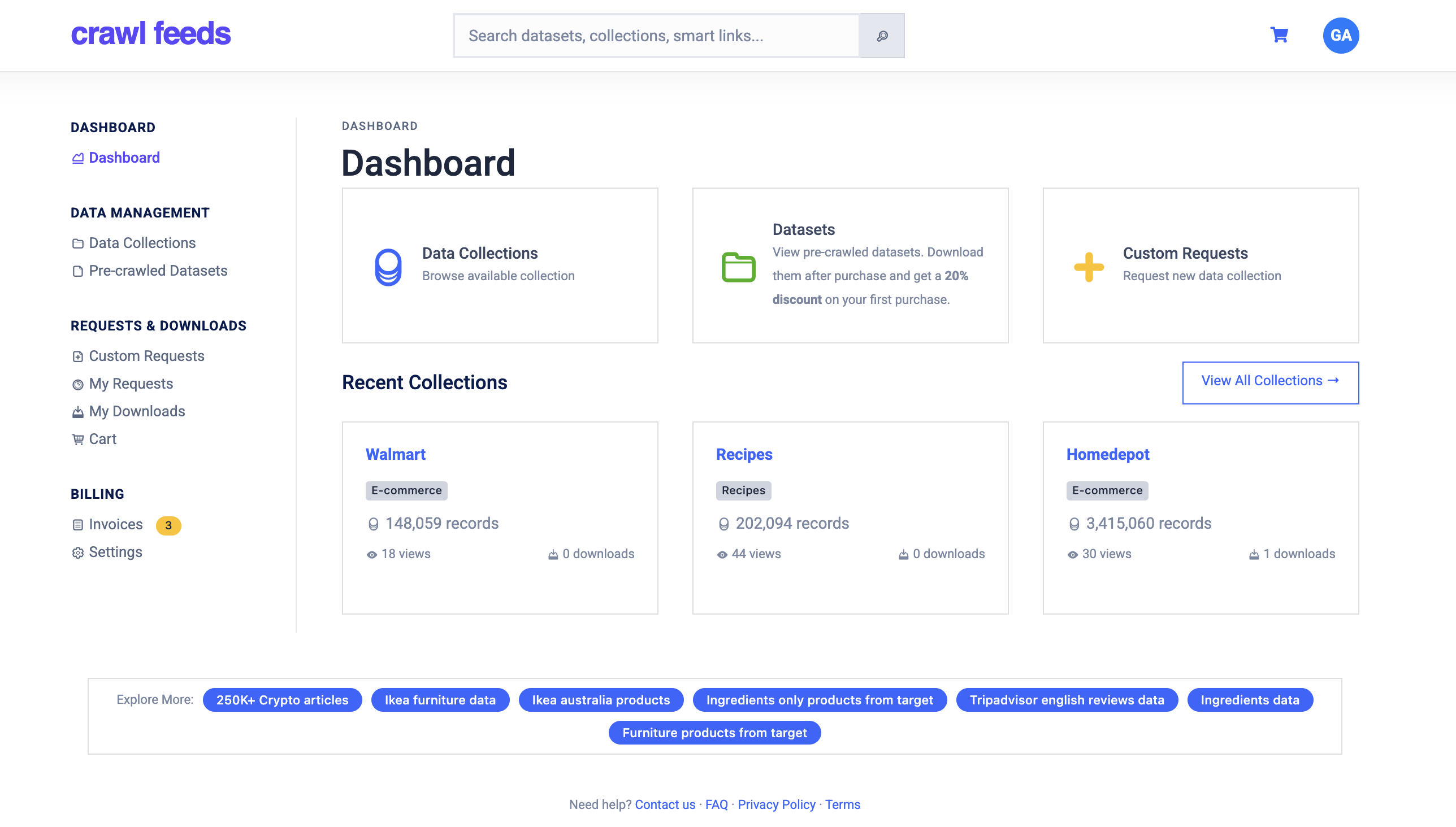 CrawlFeeds Dashboard
