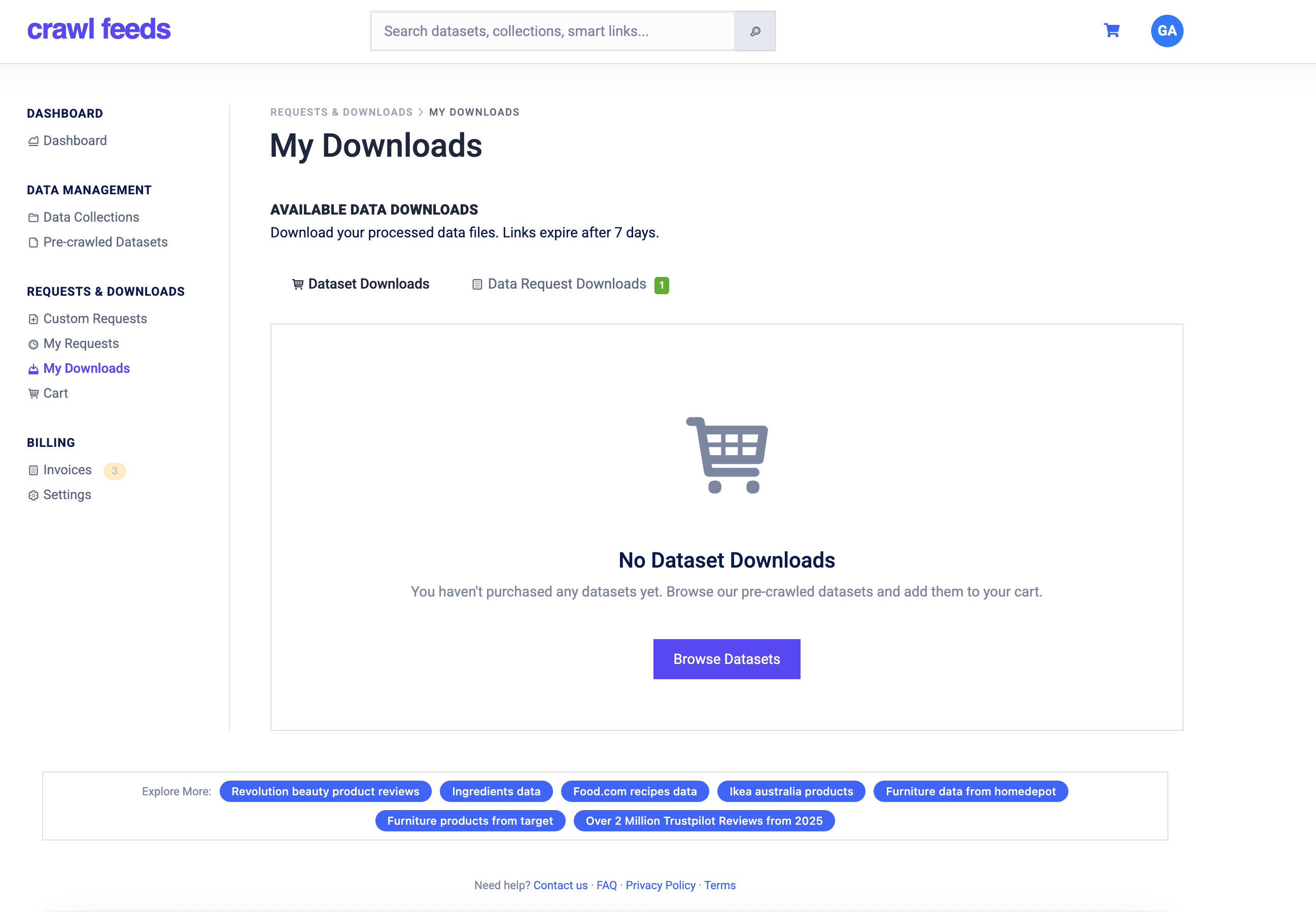 My Downloads Dashboard